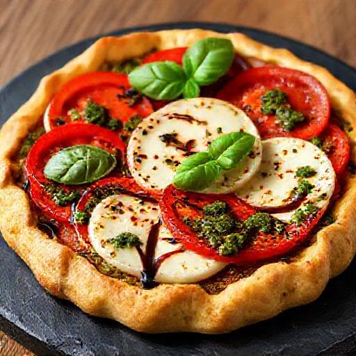 Tomatpaj med Mozzarella och Pesto