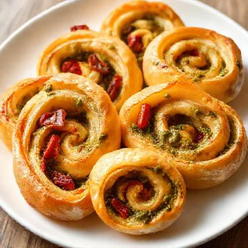 Snabbvariant: Smördegssnurror med Pesto och Soltorkad Tomat