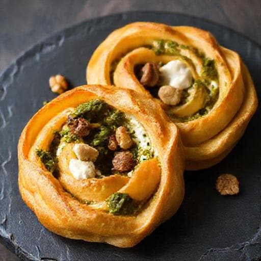Kreativ Twist: Smördegssnurror med Pesto, Getost och Valnötter