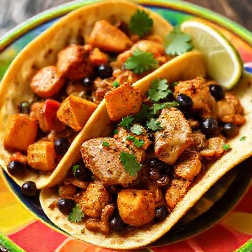 Kycklingfajitas med Sötpotatis och Svart Bönor