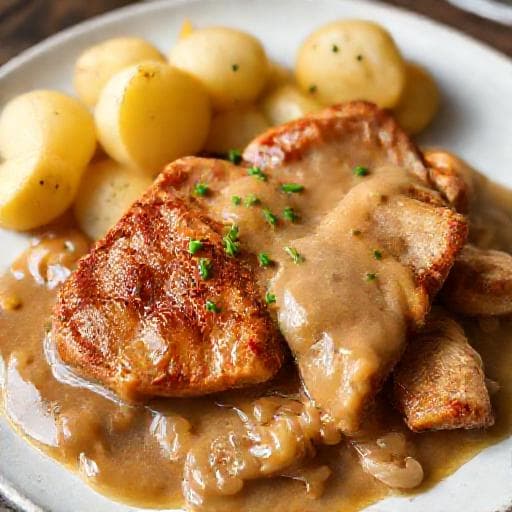 Snabbvariant: Stekt fläsk med enkel löksås