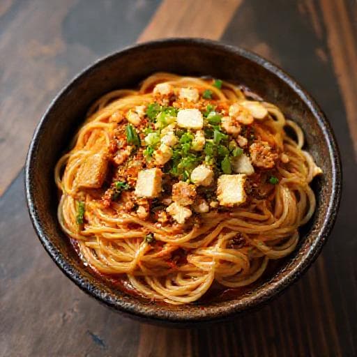 Dan Dan-nudlar med Tofu (Vegetarisk Twist)