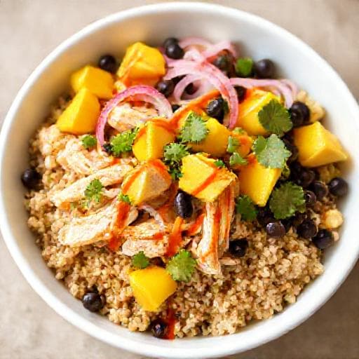 Snabb Poké Bowl med Kyckling och Mango