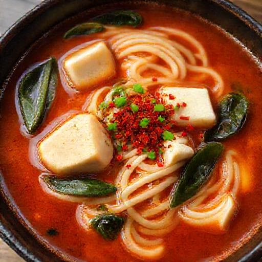 Kryddig Udonsoppa med Miso och Tofu