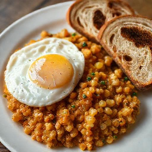 Snabb Pölsa med Stekt Ägg och Bröd