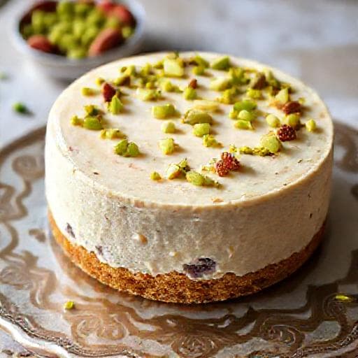 Dubai Cheesecake med Rosenvatten och Pistage