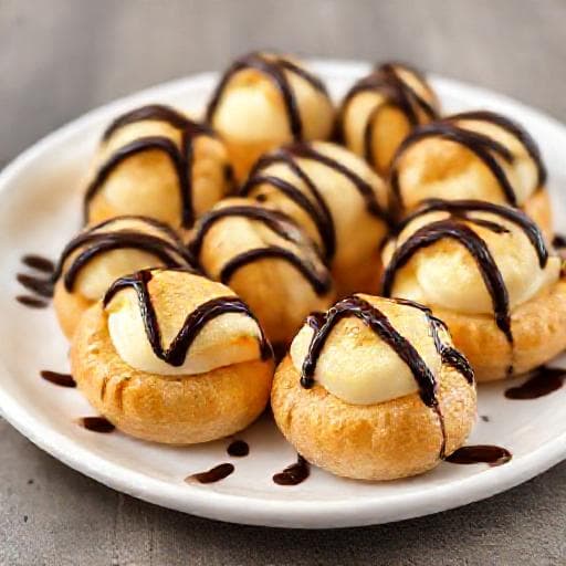 Klassiska Profiteroler med Vaniljkräm och Chokladsås