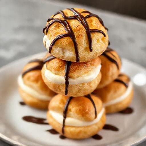 Snabbprofiteroler med Färdigköpt Vaniljkräm och Chokladglasyr