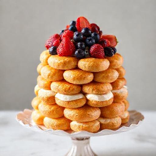 Profiterol-tårta med Bär och Grädde