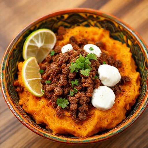 Mexikansk-inspirerad Sötpotatisbowl med Köttfärs och Keso