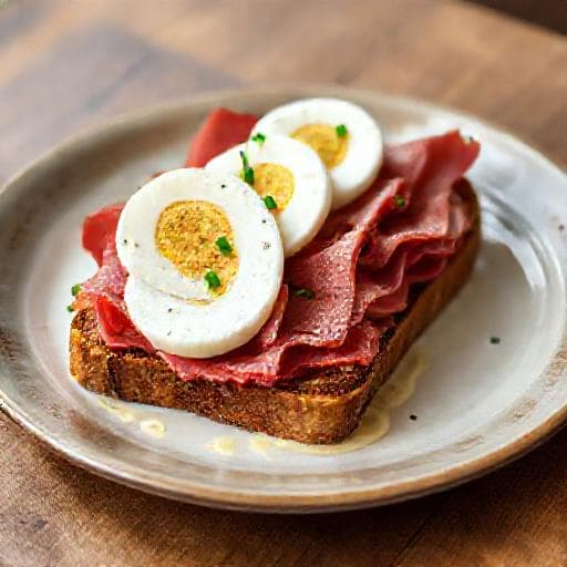 Smørrebrød med Rostbiff och Ägg i Skivor