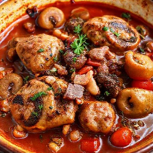 Kyckling Cacciatore med Svamp och Pancetta