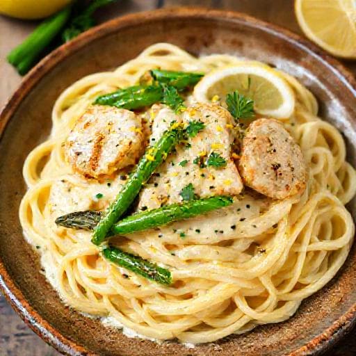 Kyckling Alfredo med Citron och Sparris