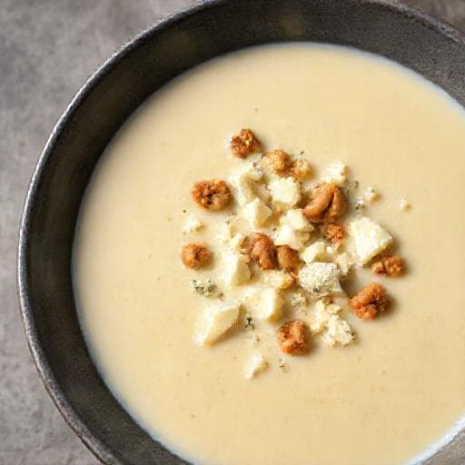 Blomkålssoppa med Roquefort och Valnötter