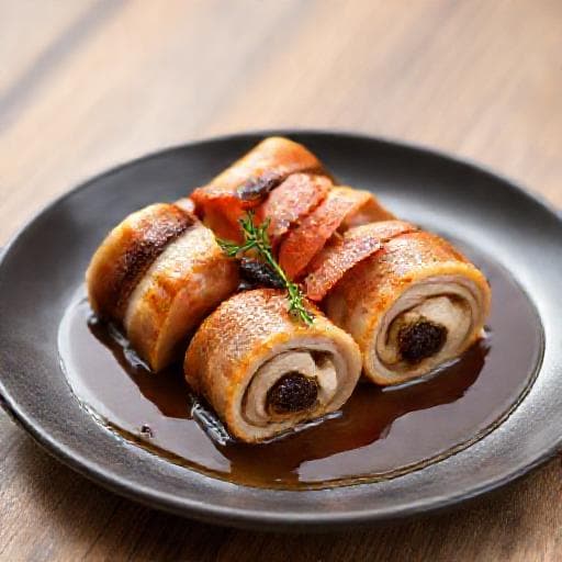 Snabbvariant: Kalkonrullader med Katrinplommon och Bacon