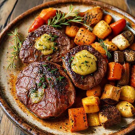 Oxfilé Provençale med Rostade Rotfrukter