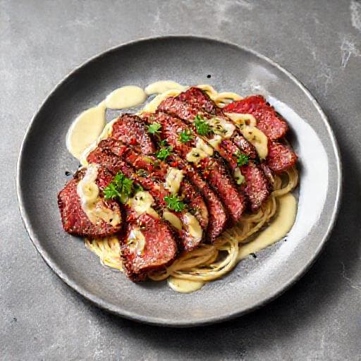 Snabb Biff Tagliata med Vitlökssås