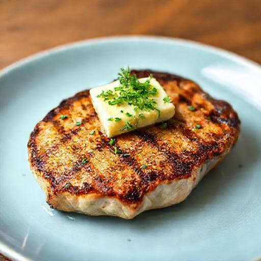 Snabb Grillad Fläskkotlett med Enkelt Örtsmör