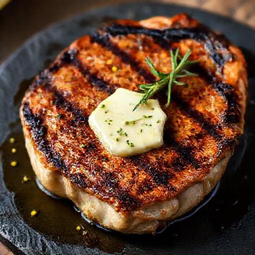 Grillad Fläskkotlett med Citron- och Rosmarinsmör