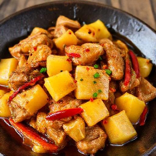 Fläsk med Ananas med Ingefära och Chili