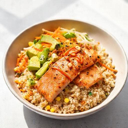 Rýchly poké bowl s lososom (bez surového rýb)