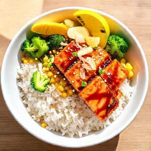 Poké bowl s lososom a teriyaki omáčkou