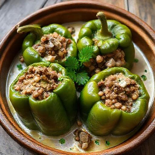 Erdélyi Töltött Paprika (Gombás-Tejfölös)