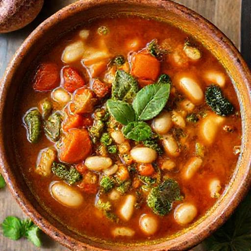 Minestrone s pestom a fazuľou