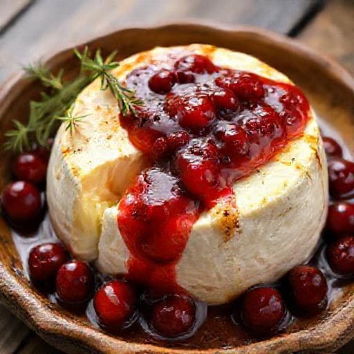Pečený camembert s brusnicami a tymiánom