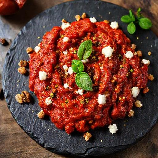 Muhammara s údenou paprikou a feta syrom