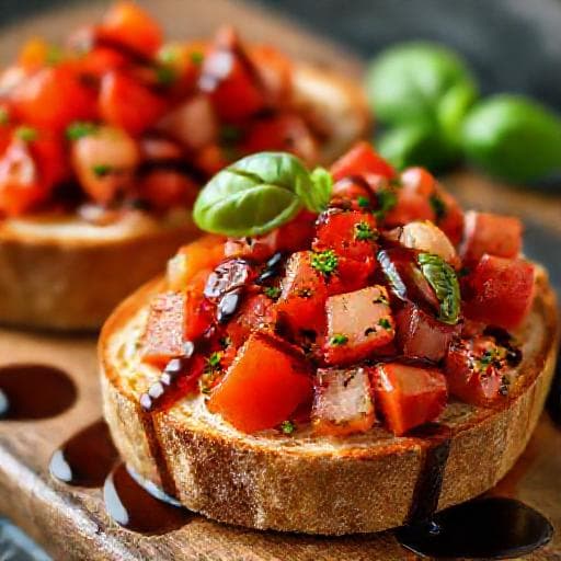 Bruschetta s paradajkami a balzamikovým glazúrou
