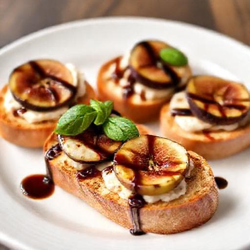 Crostini s kozím syrom, figami a balzamikovou redukciou