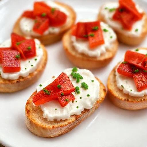 Rýchle Crostini s kozím syrom a pečenou paprikou