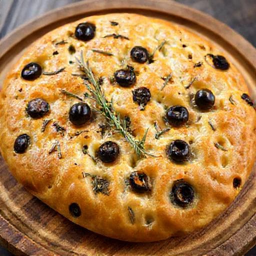 Focaccia s rozmarínom a olivami