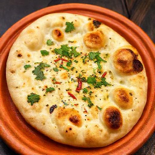 Cesnakový naan s koriandrom a chilli