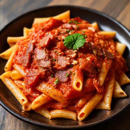 Penne all'Arrabbiata s Pancettou