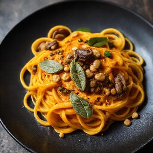 Tagliatelle s hríbmi a tekvicovým pyré