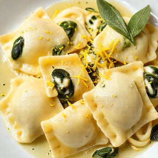 Ravioli s ricottou, špenátom a citrónovou kôrou