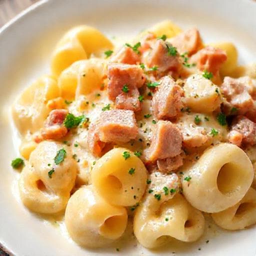 Rýchle tortellini so smotanovou omáčkou a šunkou