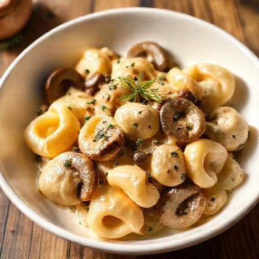 Tortellini so smotanovou omáčkou a hríbmi