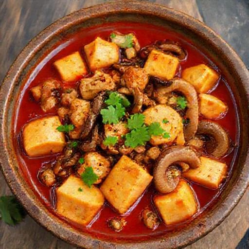 Mapo Tofu s Kuracím Mäsom a Hubami