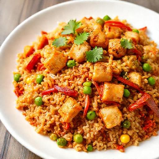 Rýchla vyprážaná ryža s kimchi a tofu