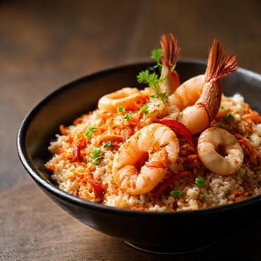 Luxusná vyprážaná ryža s kimchi a morskými omičkami