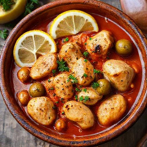 Rýchly Kurací Tajine s Citrónom a Olivami