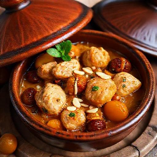 Kurací Tajine s Marhuľami a Mandľami