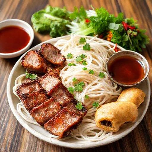 Bún chả giò (Bún chả s jarnými závitkami)