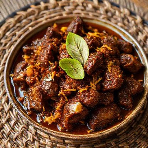 Hovädzí Rendang s Kokosovými Lupienkami