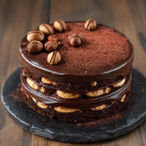 Čokoládová torta s lieskovcami a kávou