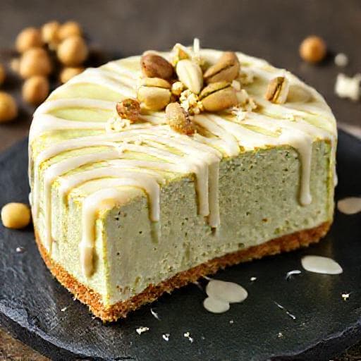Pistáciový Cheesecake s Bílým Čokoládovým Prekrytím