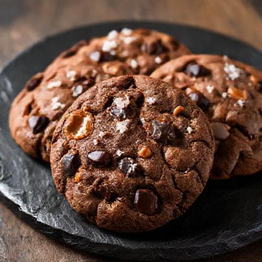 Čokoládové cookies s morskou soľou a karamelom